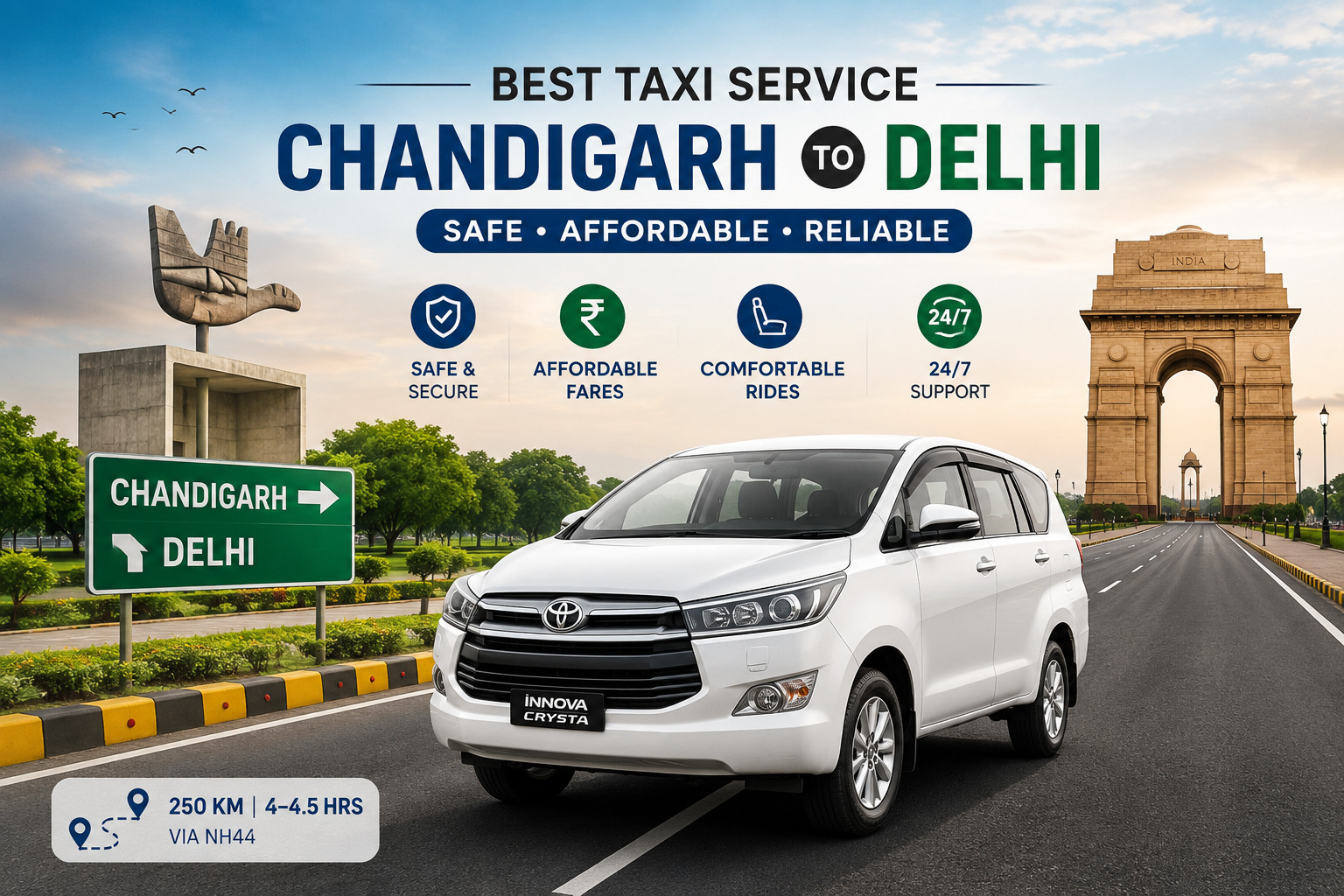 Best Taxi Service Chandigarh to Delhi