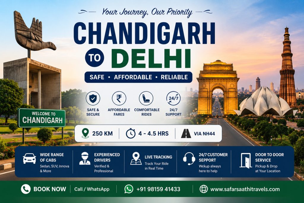 Chandigarh to Delhi Taxi service